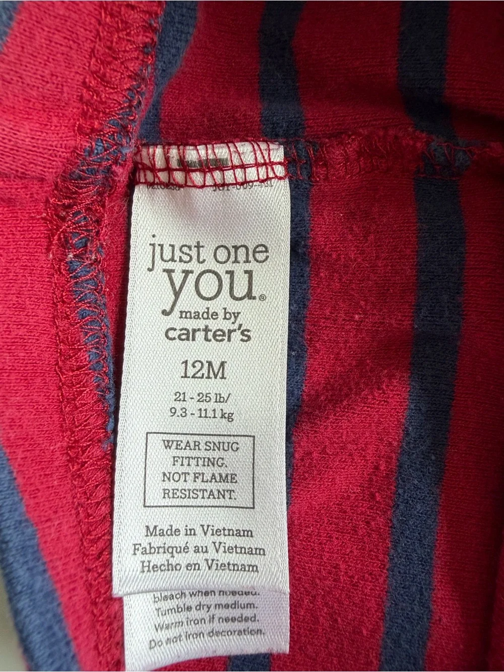 Bundle of Baby Boy Pajama Sets Size 12 Months Carter’s Football Red Blue Stripes - Picture 7 of 16